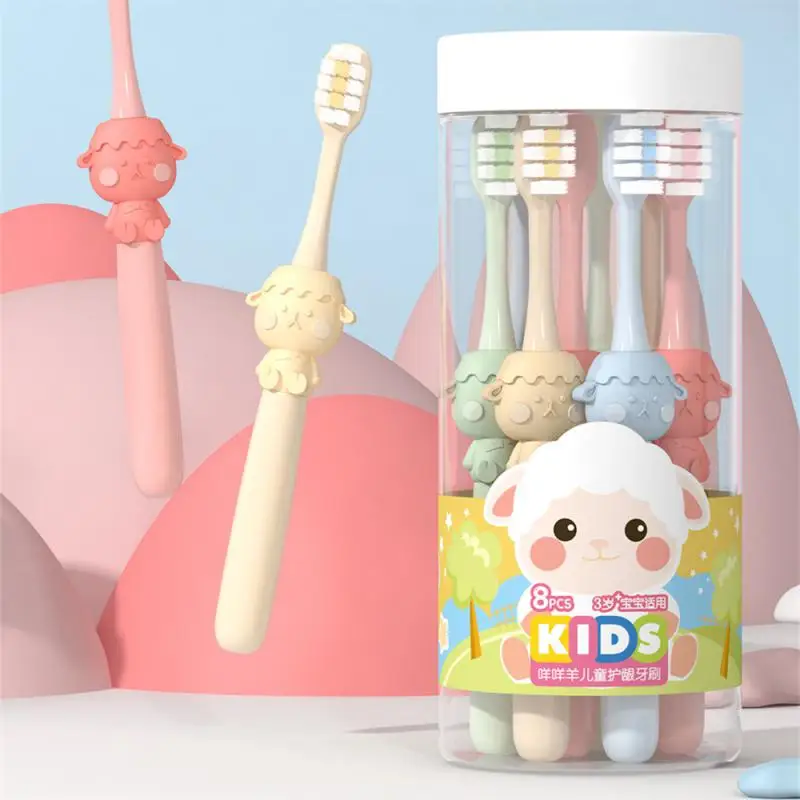 Gum Protecting Durable Effective Cleaning 8-pack Barrel Easy Storage Cute Design Children's Soft Bristle Toothbrush Efficient