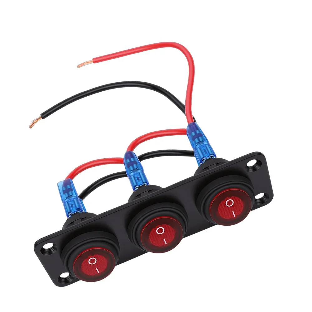 1pc 20A 12V-24V 3-position Round LED Switch Panel Waterproof For Toggle Switch Panel For LED Light Strips Work Lights