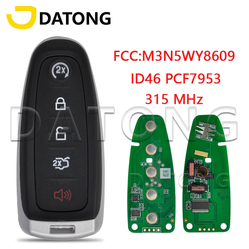 Datong World Car Remote Key Fit For Ford Explorer Edge Flex C-max Taurus ID46 PCF7953 M3N5WY8609 315Mhz Smart Control Replace