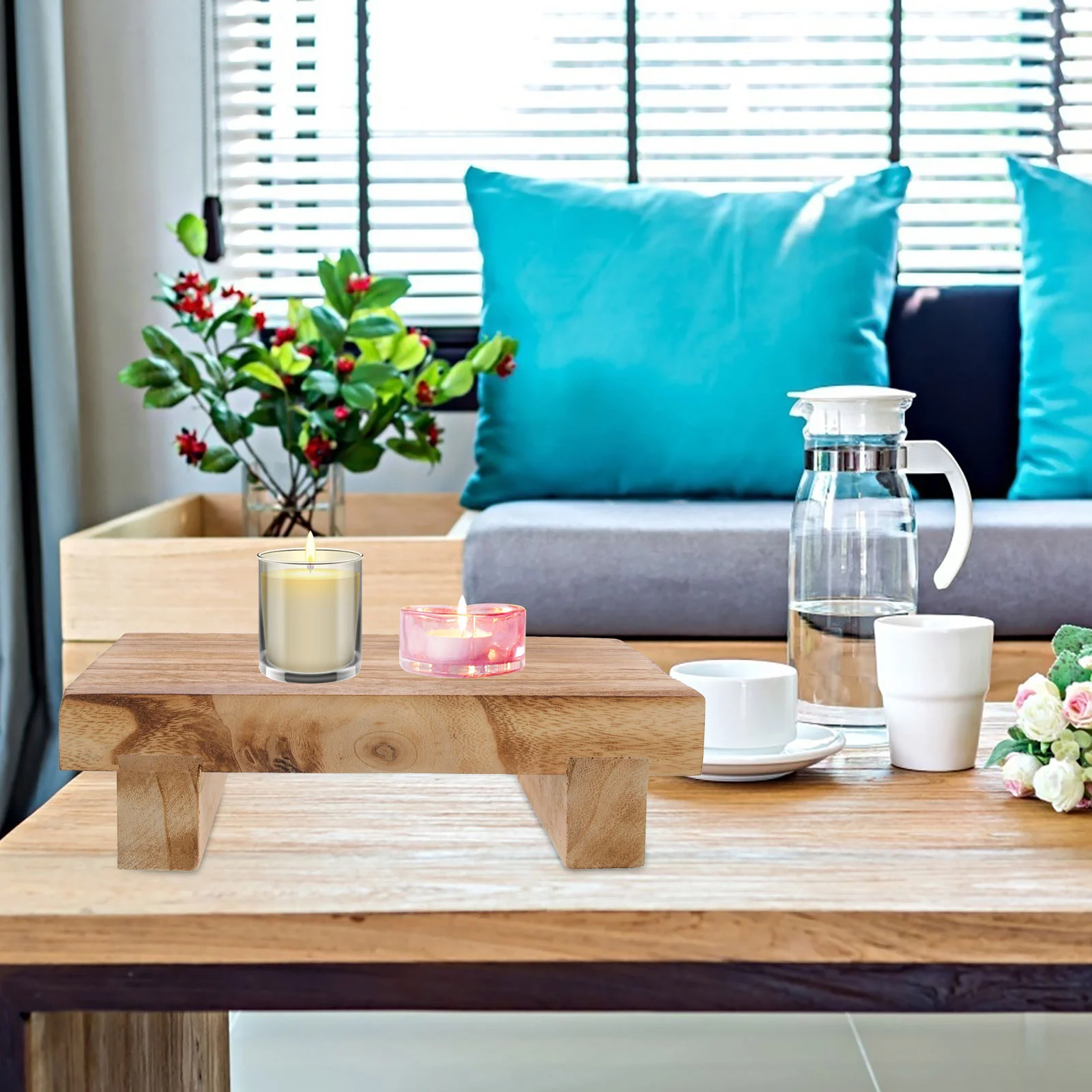 Table Stool Wood Riser Pedestal Stand Risers for Kitchen Display Small Soap Dispenser Tray Counter Decorative Wooden Simple