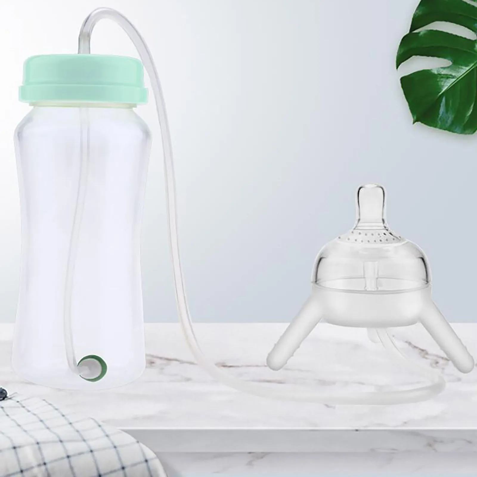 Separate child-mother baby bottle with long straw imitation milk weaning bottle