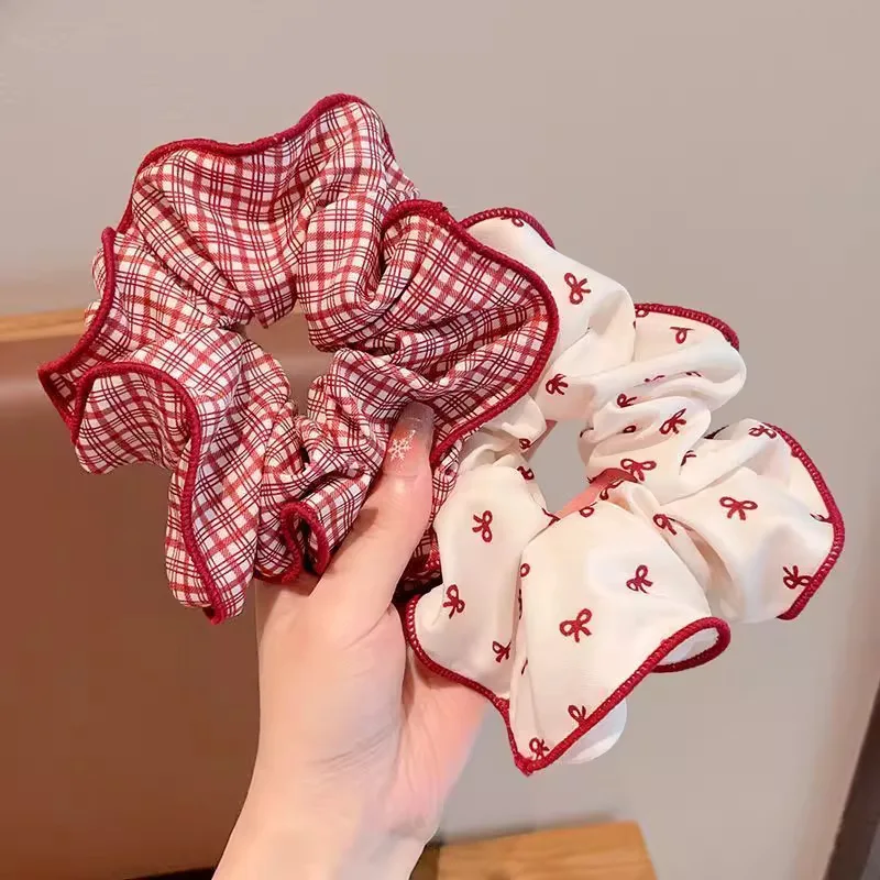 2/3 قطعة الراقية الأحمر لطيف نقطة منقوشة Scrunchies للنساء الفتيات لينة مرونة العلاقات الشعر لطيف العصابات الشعر موضة إكسسوارات الشعر