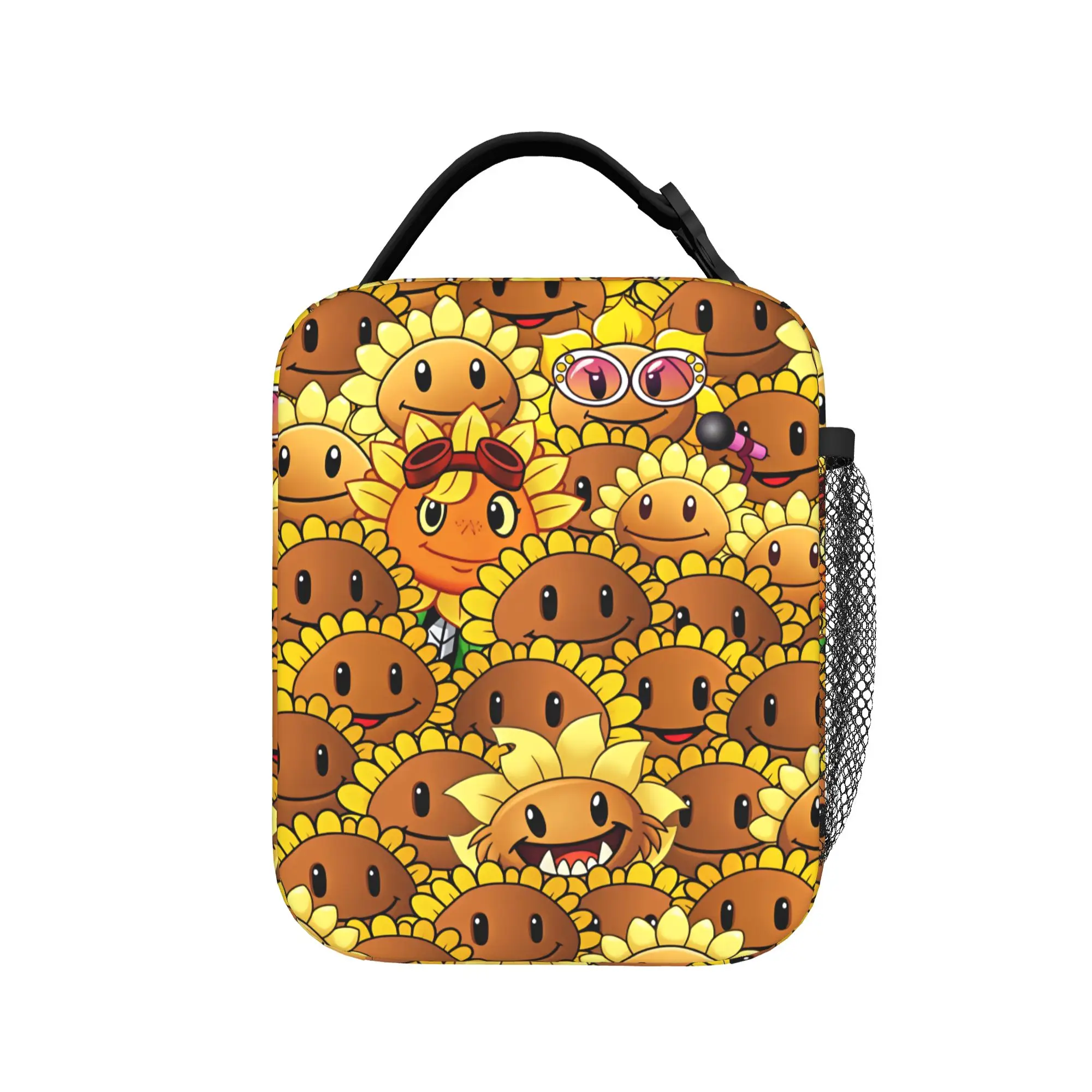 Plants Vs Zombies Sunflower Lunch Bag Vintage Lunch Box Travel Zipper Thermal Tote Handbags For Unisex Oxford Graphic Cooler Bag