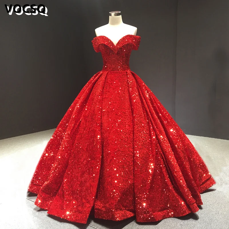 

Luxury Prom Dresses Sequins Off the Shoulder Floor-Length Ball Gowns Formal Party Evening Gown for Women فساتين السهرة