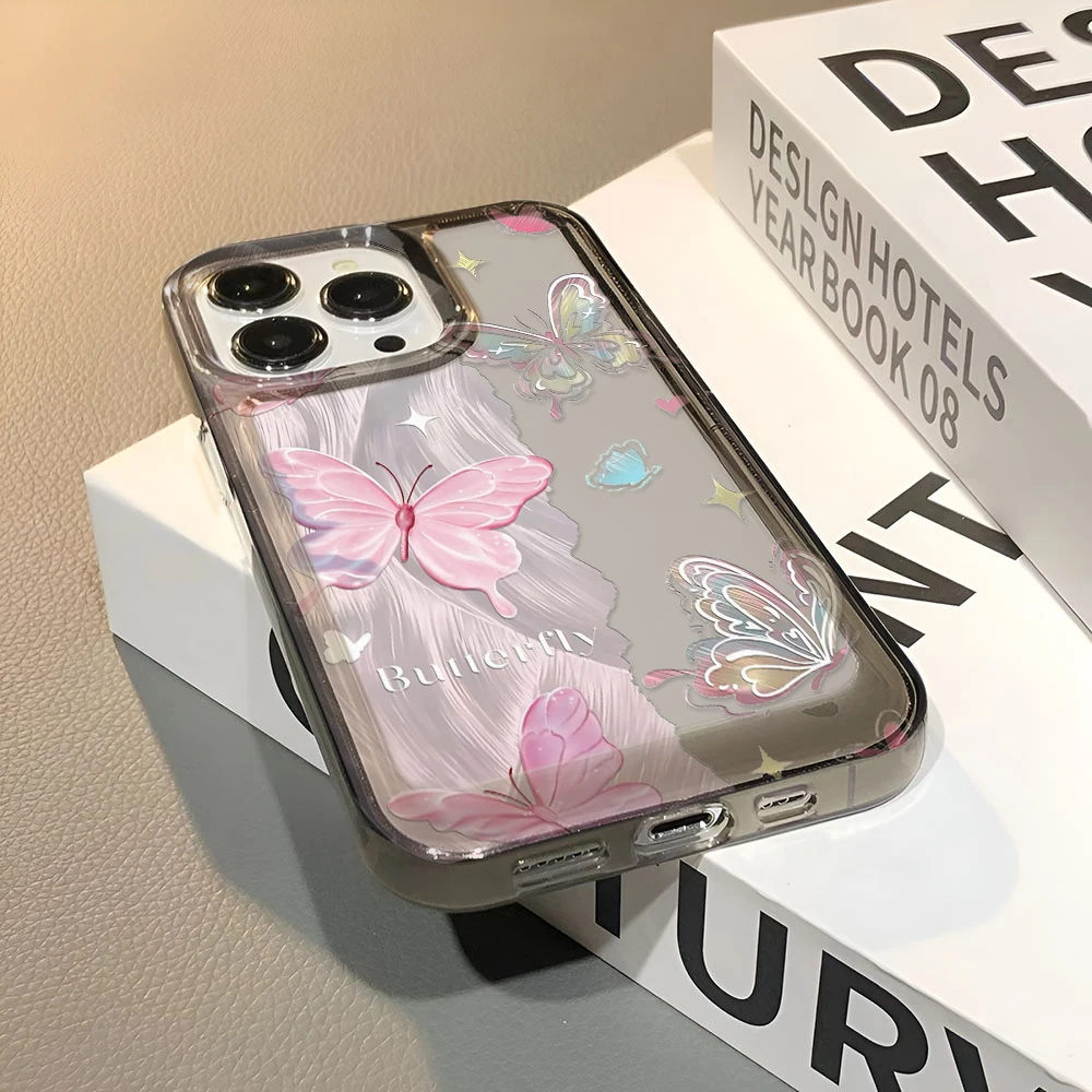 Colored butterfly For iPhone 16 15 14 13 12 11 Pro Max Plus Phone Case 17 Air 16 Advanced Anti Fall Phone Case Cover