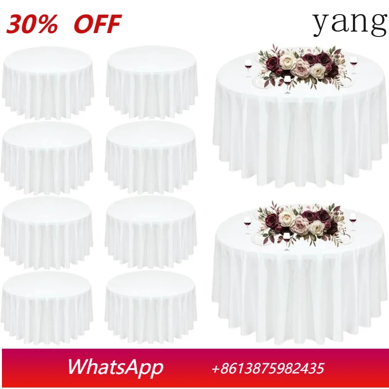 

10-Piece White Round Tablecloth 90 Inch White Tablecloth Washable Round Tablecloth