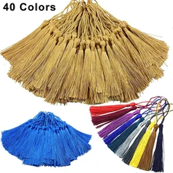 Marcapáginas de borlas sedosas de 13cm, marcapáginas con lazo de cordón, borlas de nudo chino para fabricación de joyas, accesorios para manualidades DIY, 100 piezas