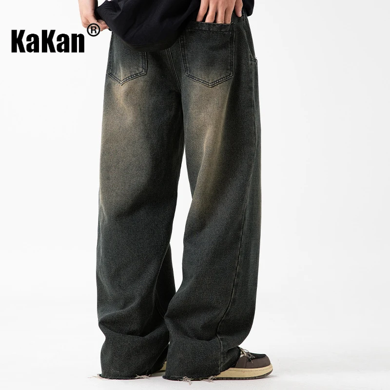 كاكان-بنطلون جينز بقصة مستقيمة للرجال ، بنطلون طويل بجيوب أمامية ، تصميم اوربي وأطري ، تصميم جديد ، من Kakan