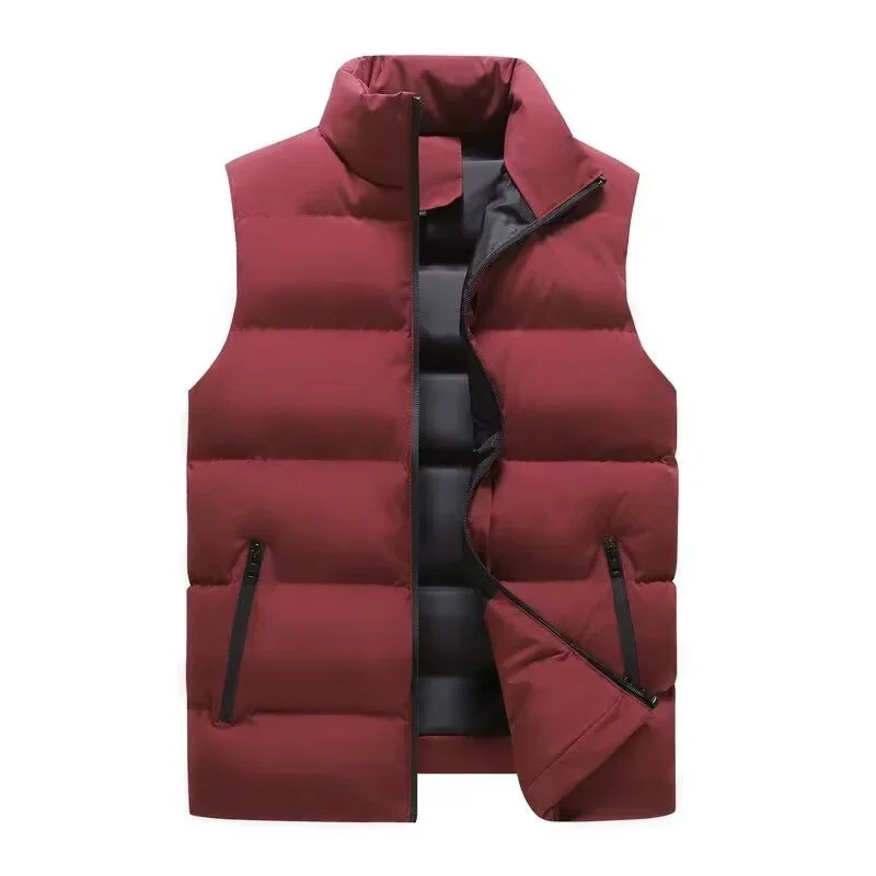 Men Vest Jacket Warm Sleeveless Jackets Winter Waterproof Zipper Coat Male Stand-up Collar Casual Waistcoat Brand Clothing
