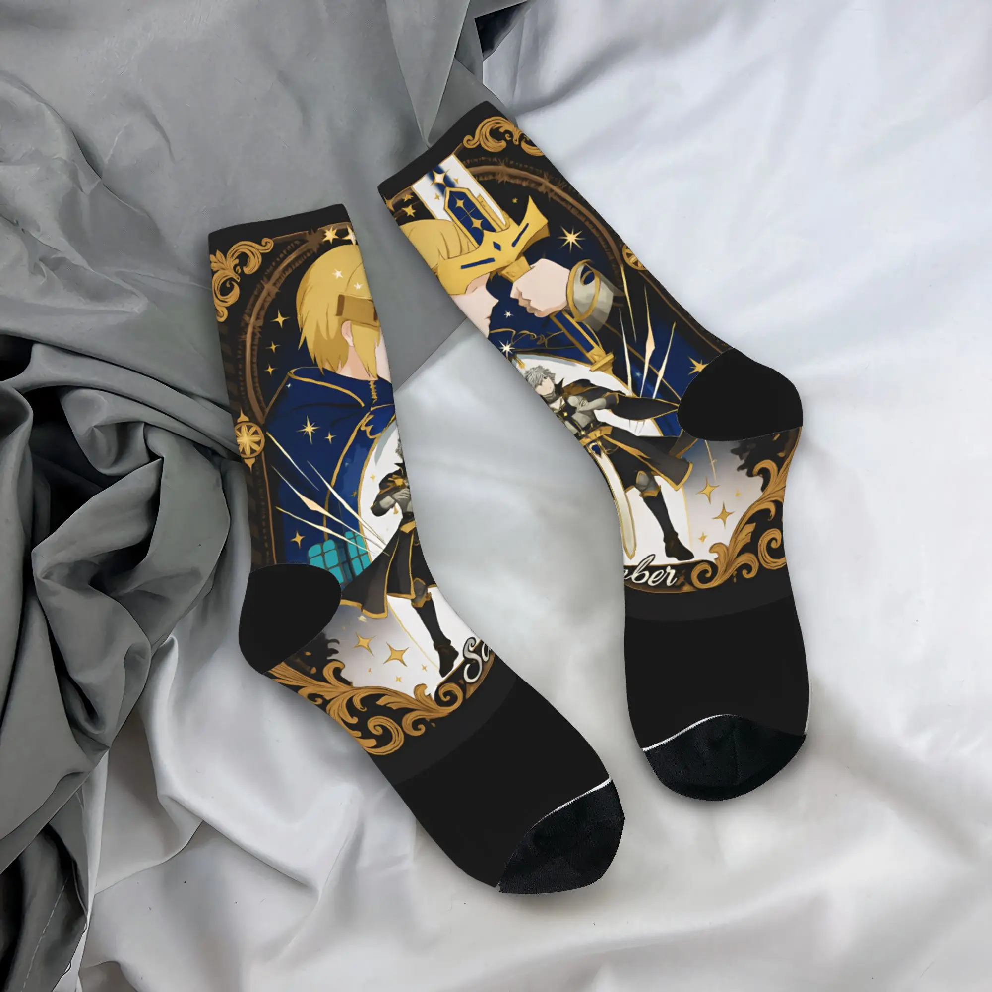 게임 스타 레일 양말 그래픽 스타킹 미끄럼 방지 성인 남성 양말 부드러운 가을 복고풍 사이클링 양말