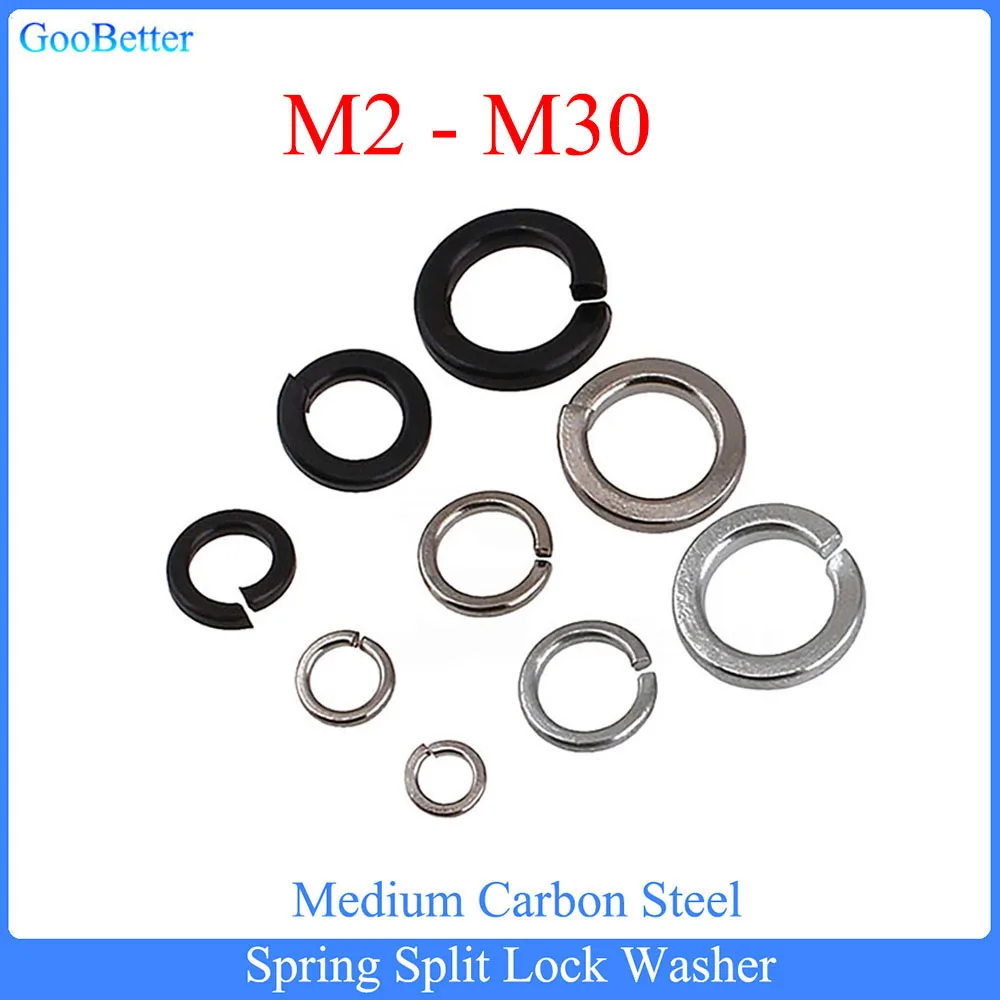 

Spring Split Lock Washer M2 M2.5 M3 M3.5 M4 M5 M6 M8 M10 M12 M14 M16 M18 M20 M22 M24-M30 Carbon Steel Lock Washer Elastic Gasket