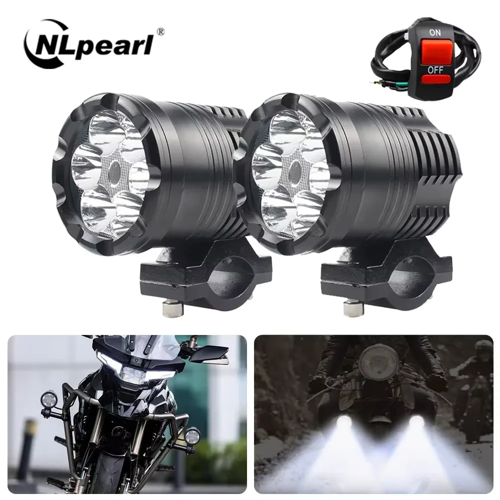 

NLpearl 60W LED Motorcycle Headlight Universal Auxiliary Moto Spotlight 12V 24V Additional Car Lamps for Motorbike
