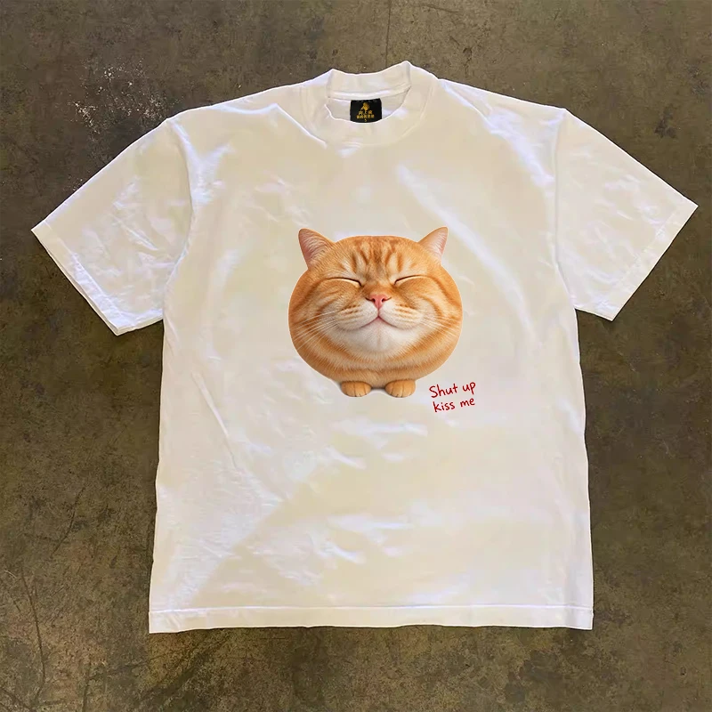 Loose Fit Cotton T-Shirt Unisex Short Sleeve Double Thread UPUPXIA Hero Print Sweat Absorbent round Neck Casual Summer Top