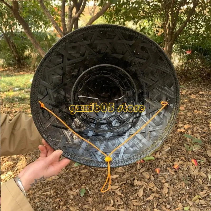 C9GE الكبار الخيزران النسيج قبعة الشمس المحمولة واسعة حافة قبعة مخروطية بسيطة للخارجية #3