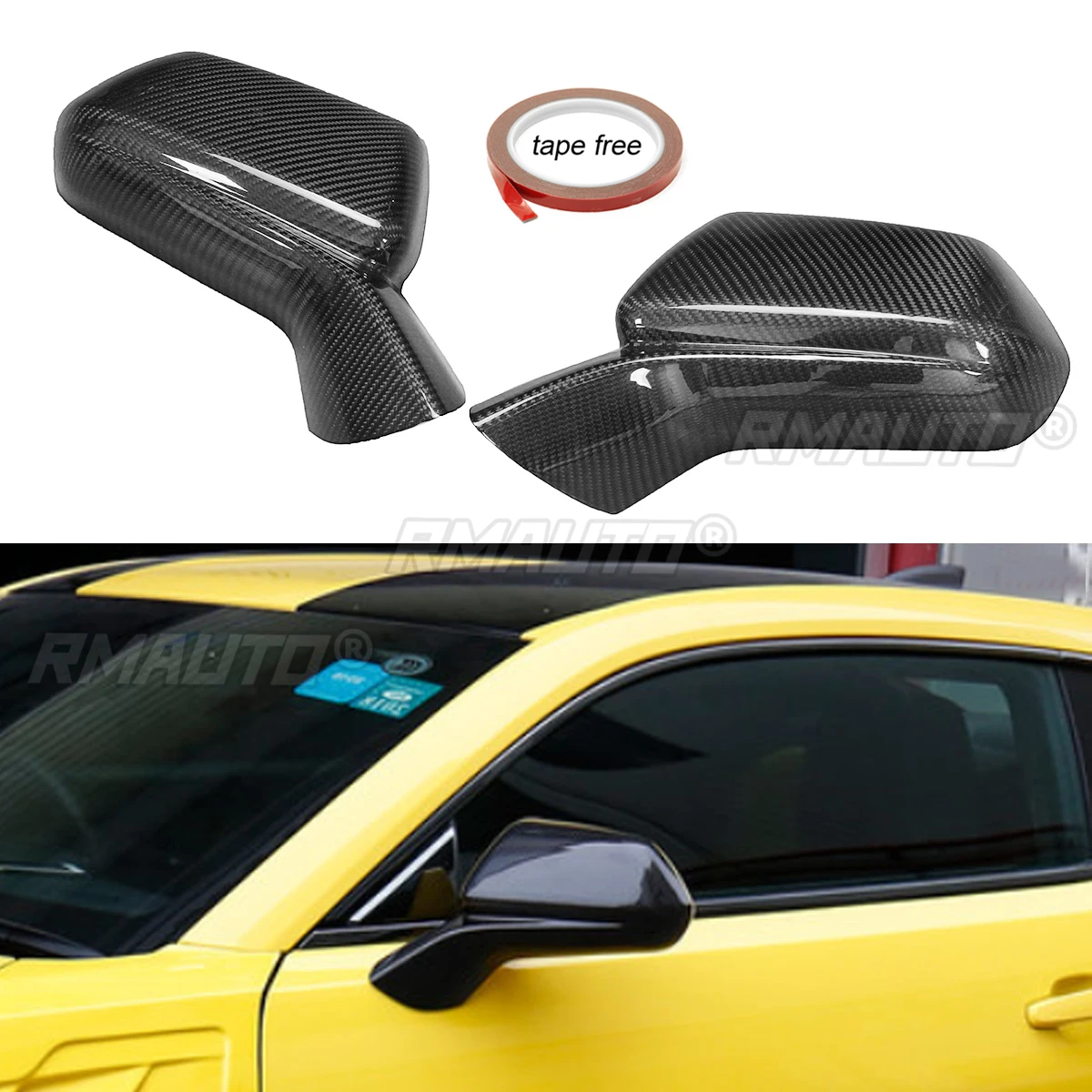 1Pair Real Carbon Fiber Add-On Car Rearview Side Mirror Cover Caps Shell for Chevy Camaro 2016-2018 SS RS ZL1 Side View Mirror