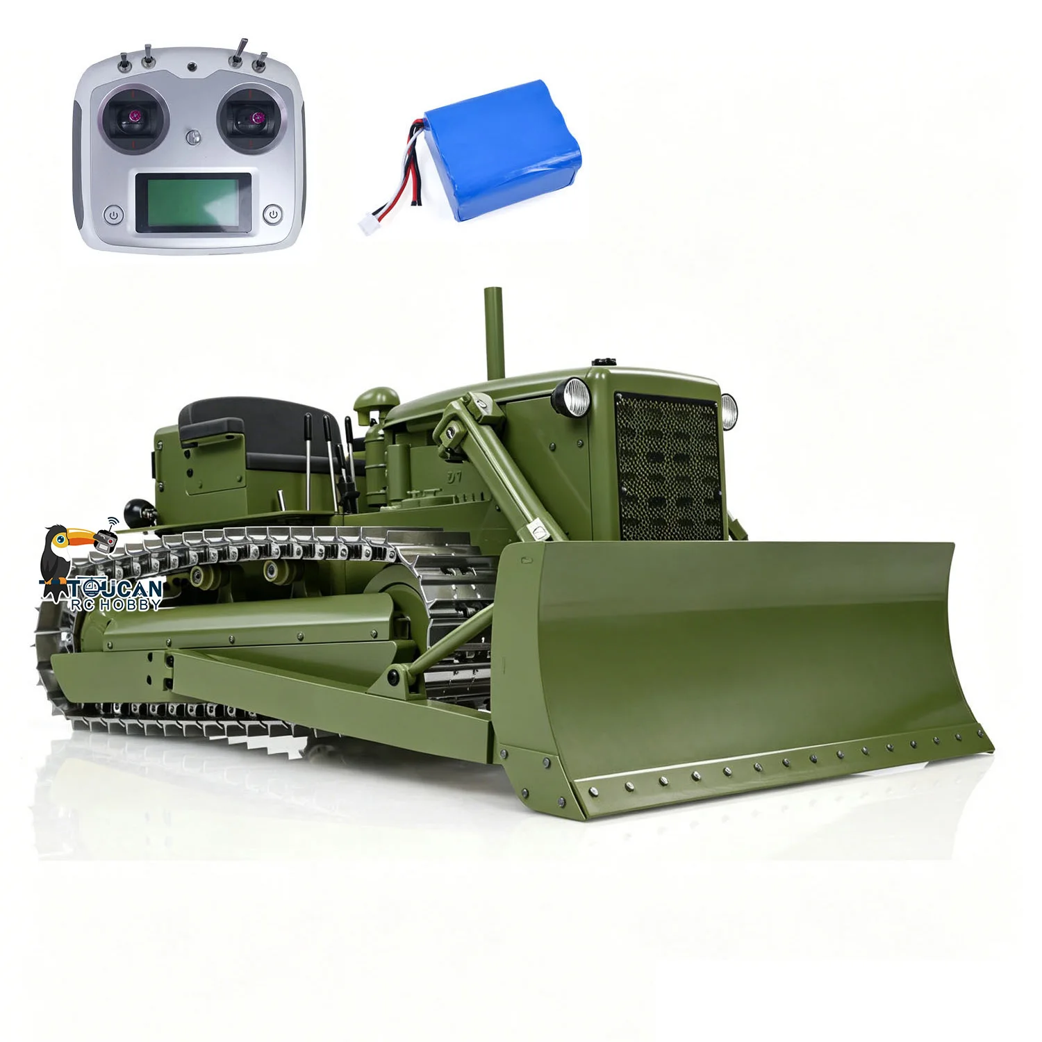 

Metal 1/14 RC Hydraulic Bulldozer D7 Remote Control Dozer Model Construction Vehicle Light Sound System TOUCAN DIY Machine Truck