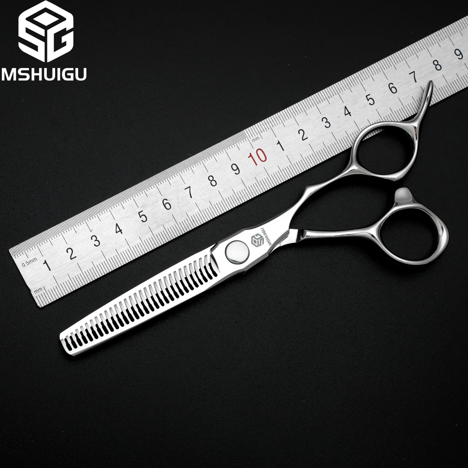 MSHUIGU Professionelle Haarstrukturschere, gebogene Klinge, kann Schere, Friseurschere, Werkzeugzubehör, Japan vg10 Stahl, 15,2 cm verschiebbar – Detail 13