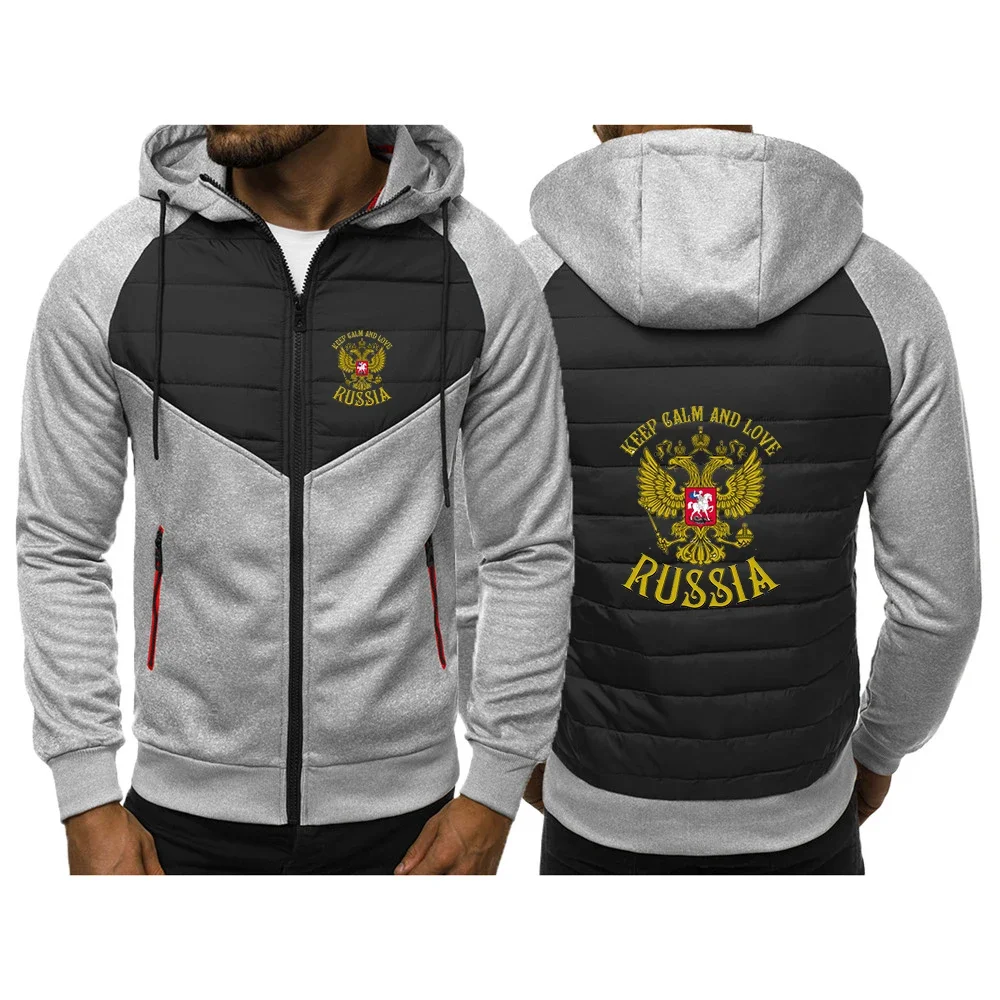 Russia Badge Gold Eagle Printed New Thick Warm Men Parka Winter Casual Outwear Coats Windbreak Cotton Padded Jacket Tops