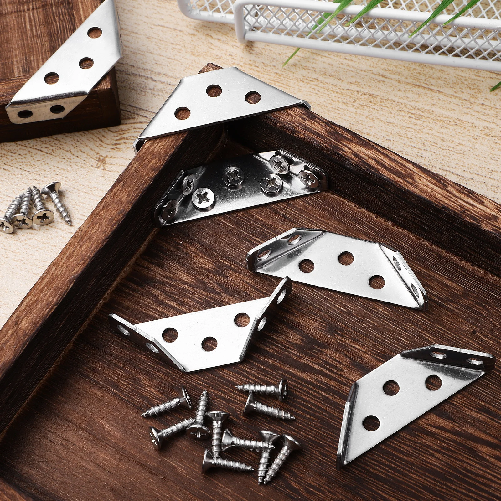 

20Pcs Multifunctional Corner Bracket Stainless Steel Thick Strong Metal Angle Brackets for Wood Furniture Support with Screws