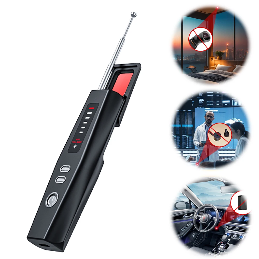 Hidden Bug and Camera Detector 5 Levels Sensitivity Car GPS Bug Mini Search Device Wireless Camera Detector Protect Your Privacy