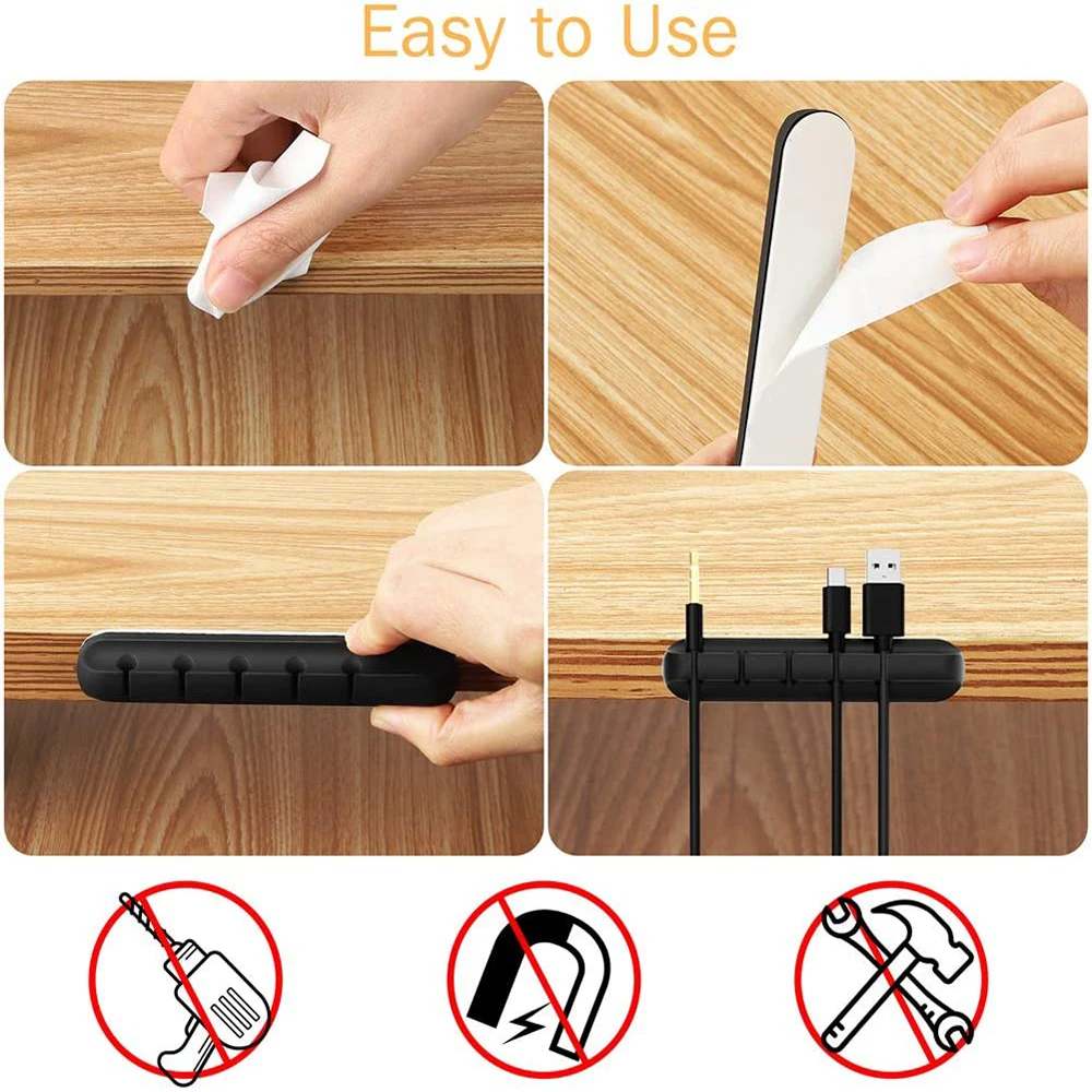 Cable Holder Cord Organizer Silicone Cable Management USB Winder Desktop Tidy Cable Clips for Mouse Headphone Wire Organizer