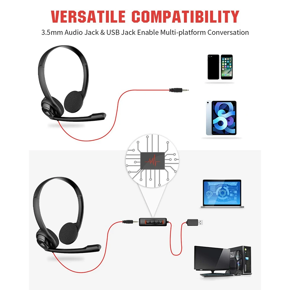 NUBWO auriculares USB con micrófono de cancelación de ruido para ordenador portátil PS5, auriculares con cable para oficina y centro de llamadas para Boom