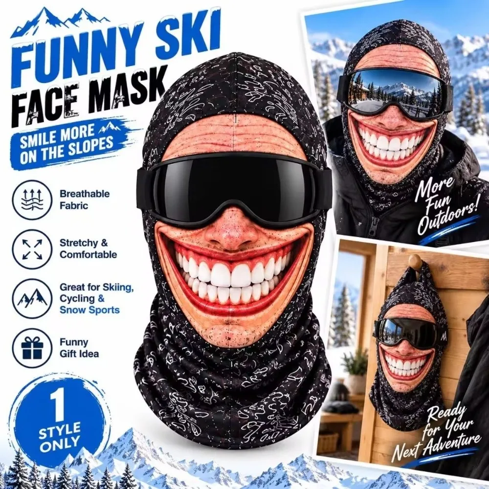 3D Face Printed Old Man Balaclava Face Mask Full Coverage Breathable Eye Hole Winter Mask Cover White Mustache Elastic