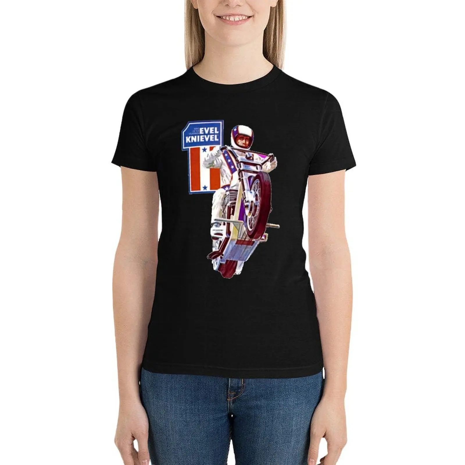 

1Evel Knievel - Retro T-Shirt vintage clothes hippie clothes spring clothes Women 2024