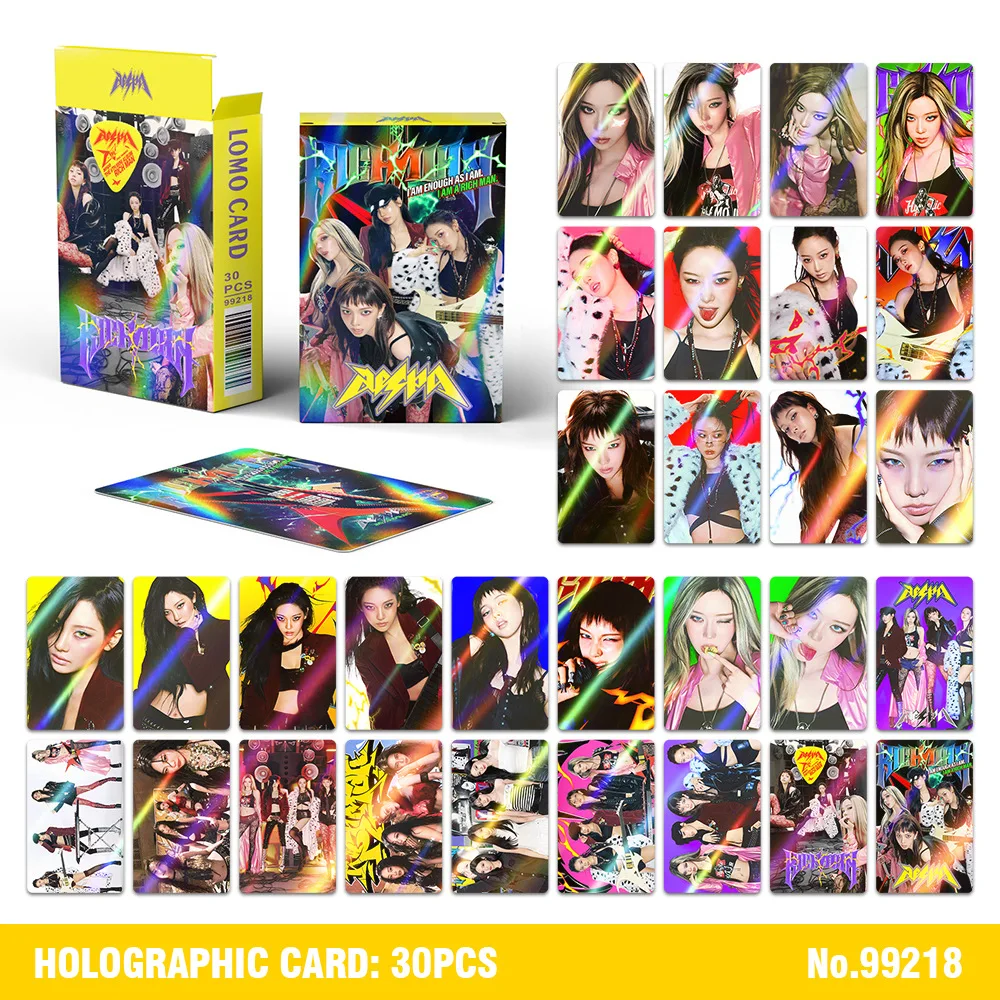 30Pcs IVE AESP ALLDAYPROJECT Laser Photocards Kpop Star Collection Lomo Cards Holographic Flash Cards Idol Photo Cards Fans Gift
