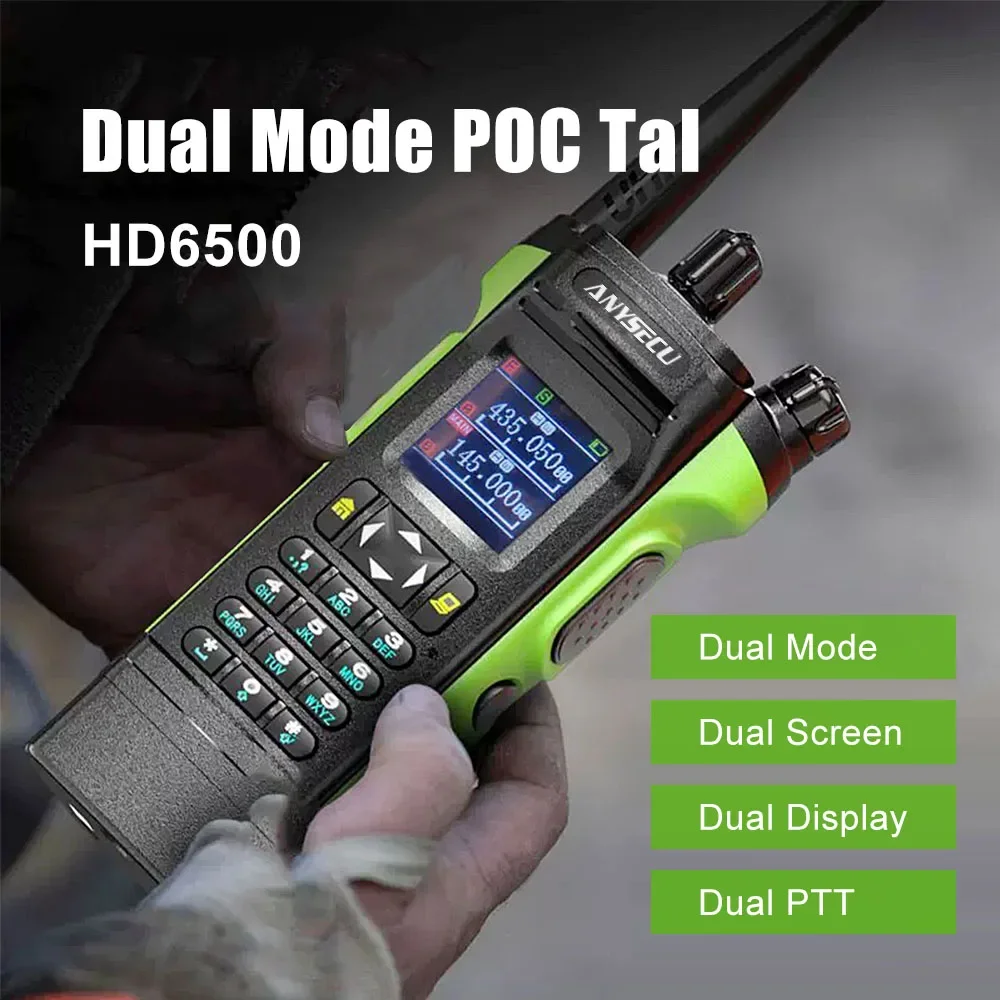 2024 جديد 4G POC شبكة راديو 6500 مع التناظرية UHF 400-480 ميجا هرتز 8 واط عالية الطاقة وضع مزدوج شاشة مزدوجة تعمل مع PTT الحقيقية