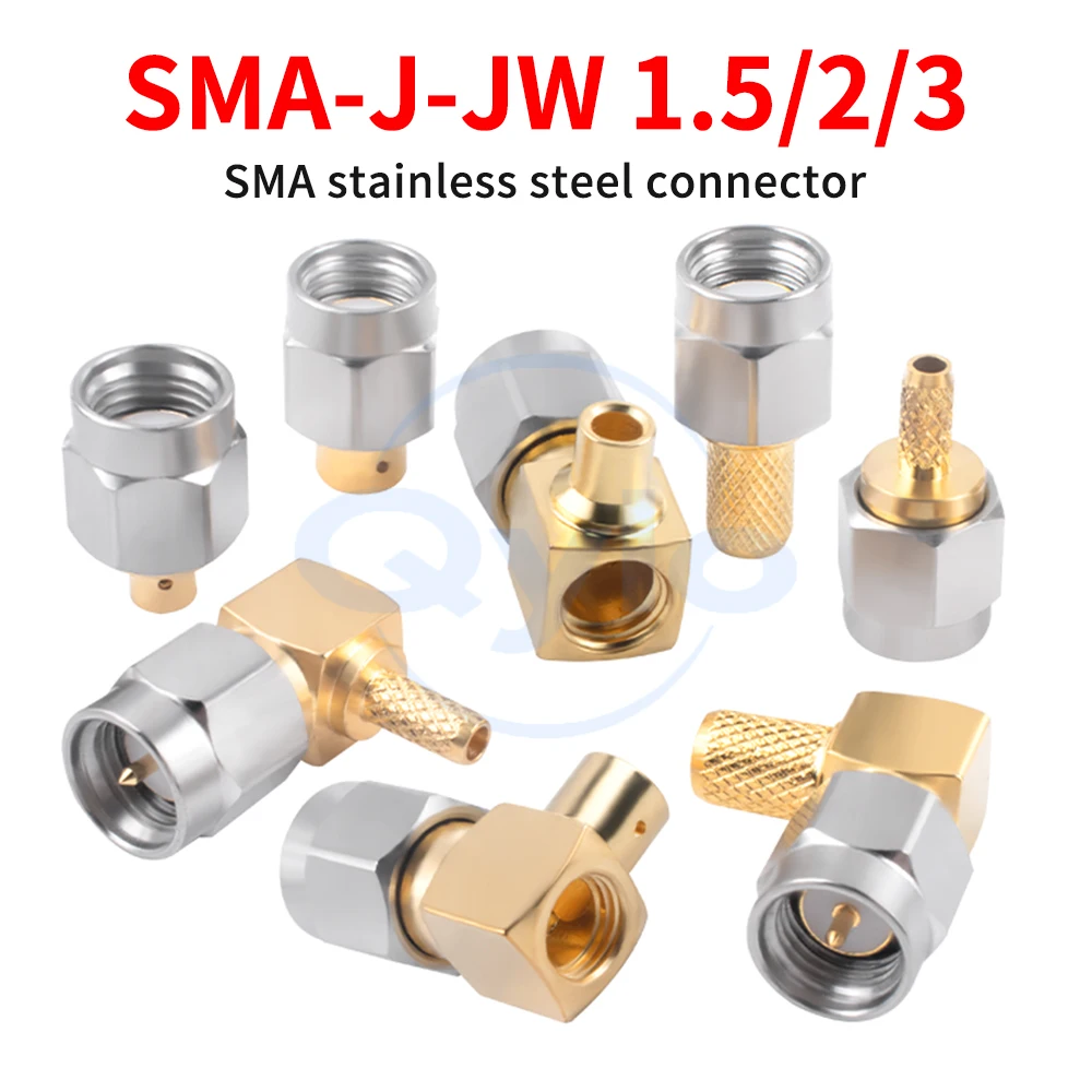 SMA-J-JW Straight Connector with Elbow Joint, 1.5-2-3mm Stainless Steel Version SMA-JB2/JB3 (1 pcs)