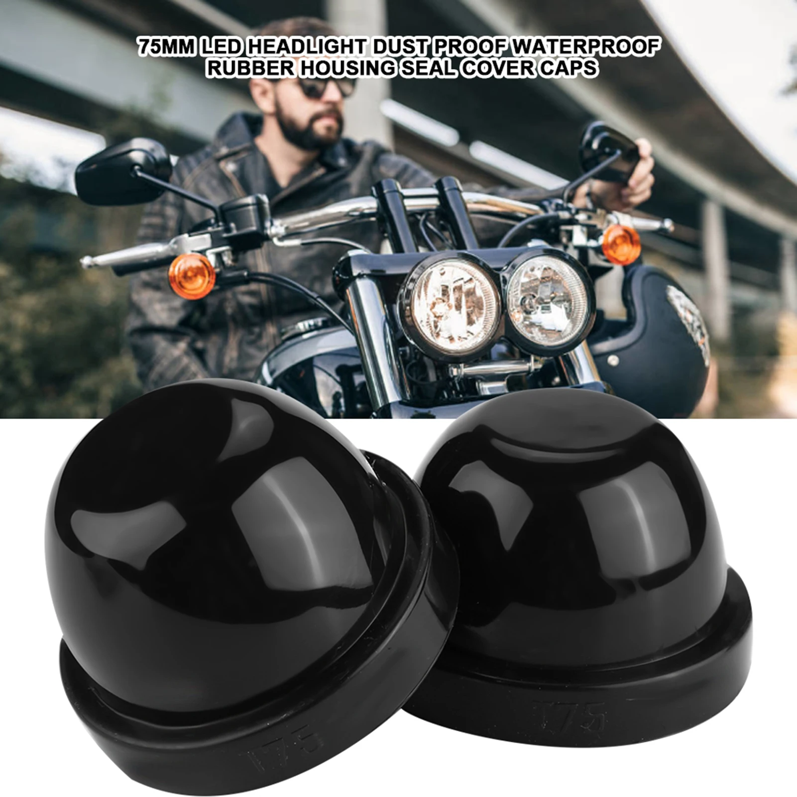 2pcs 75mm LED headlight dustproof and waterproof rubber cover motorcycle accessory