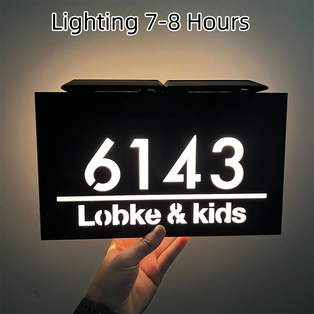 Customized Solar Door Plate Acrylic Personalized Laser Cut House Numbers Address Or Logo Sign LED Lighting Dropshipping