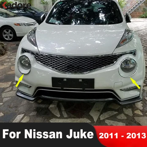 Для Nissan Juke F15 2010 2011 2012 2013 хромированная Автомобильная Передняя головка, лампа, крышка, отделка фары, ободок, аксессуары