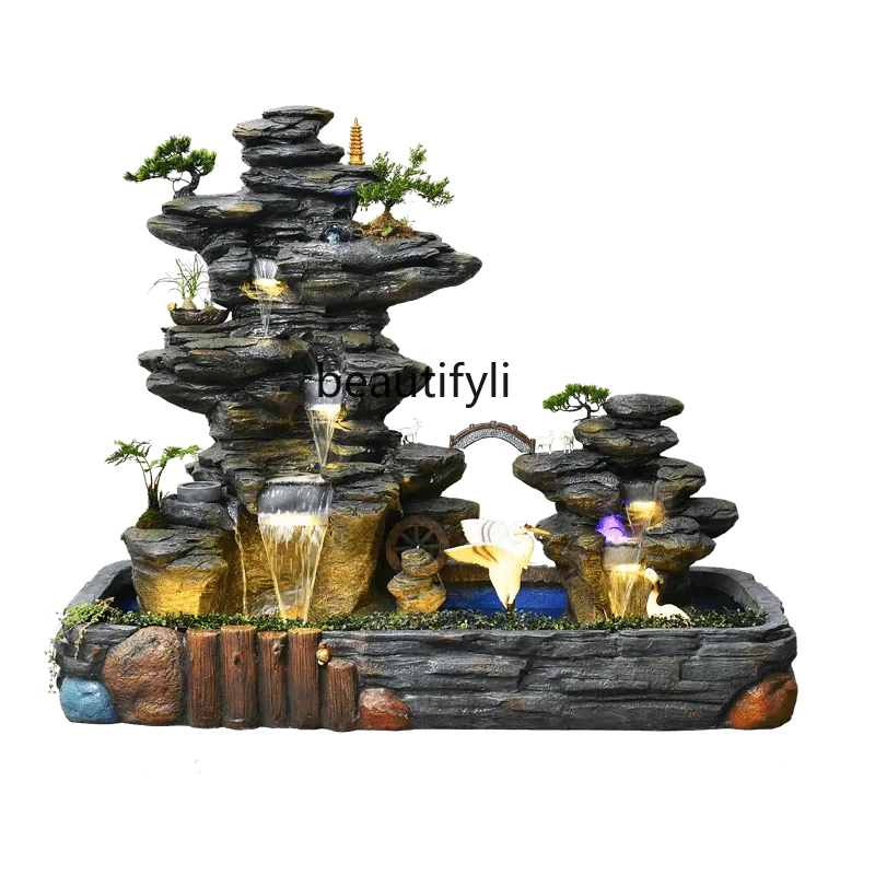 

Large Floor Artificial Mountain and Fountain Fish Pond Landscape Home Courtyard Indoor Balcony Decoration Decoration