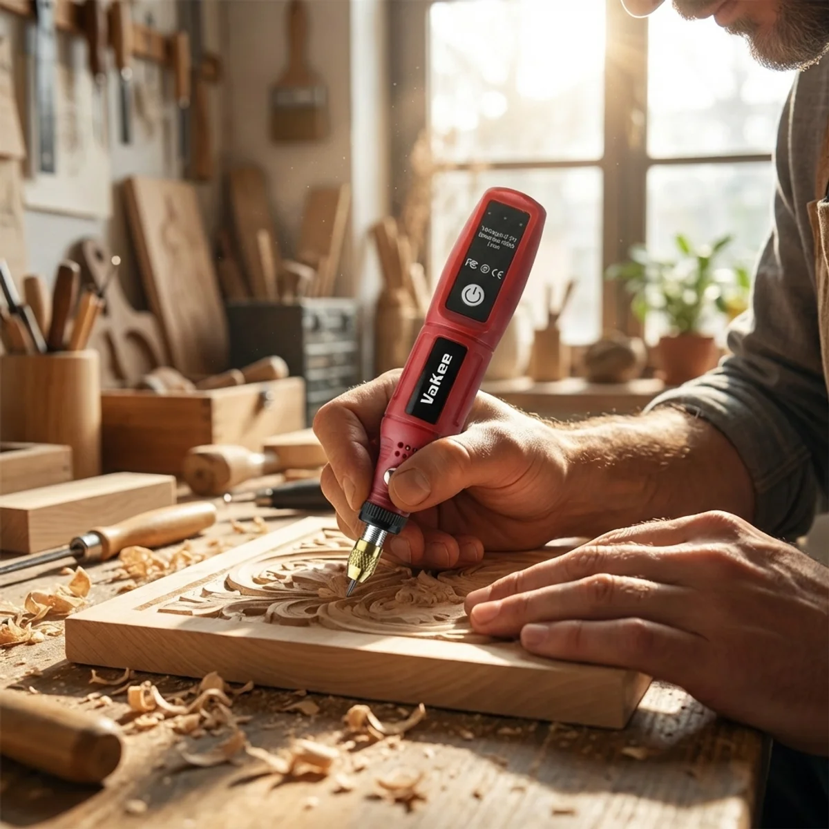 Vakee Elektrisches Rotationswerkzeug-Set, dreistufig einstellbar, für Heimwerkerarbeiten, Schleifen, Schneiden, Schmuckgravur und Polieren. – Detail 7