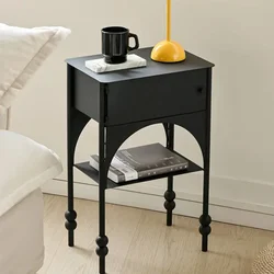 Nordic Sofa Edge Table with Black Narrow Edge Cabinet, Ideal for Small Bedrooms, Personalized Coffee Table Design