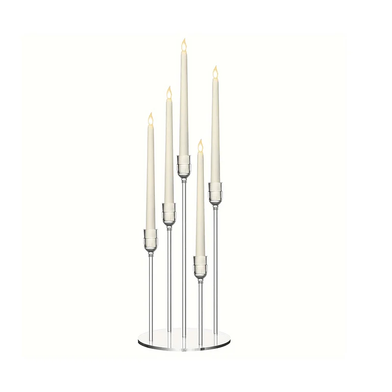 

Acrylic 5 Arms Candle Holder Clear Candelabra Centerpieces for Wedding Living Room Dinner Table Christmas Decoration