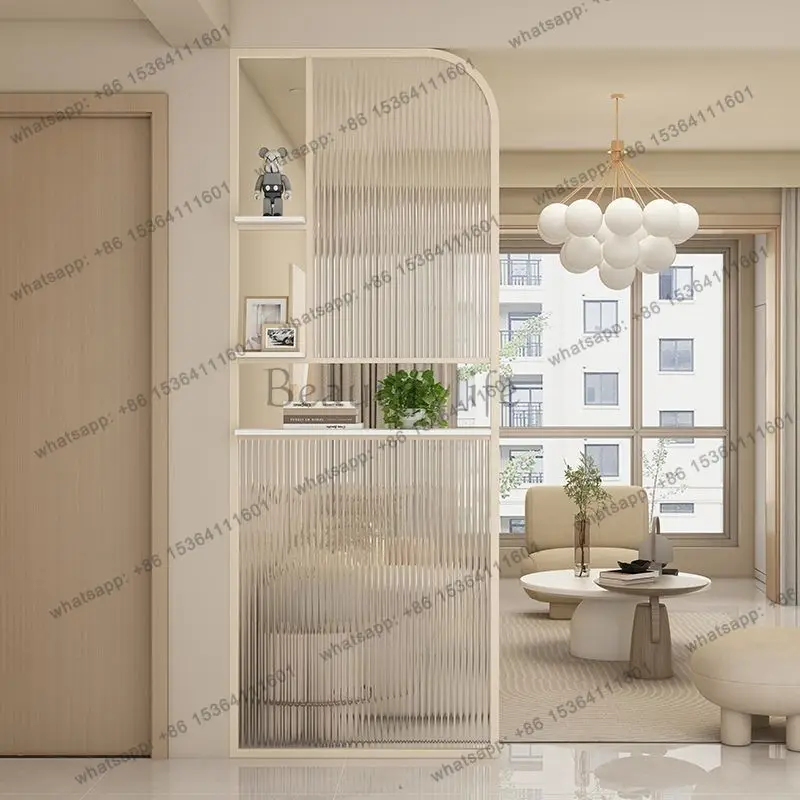 

Cream style simple Changhong glass screen partition bedroom partition blocking