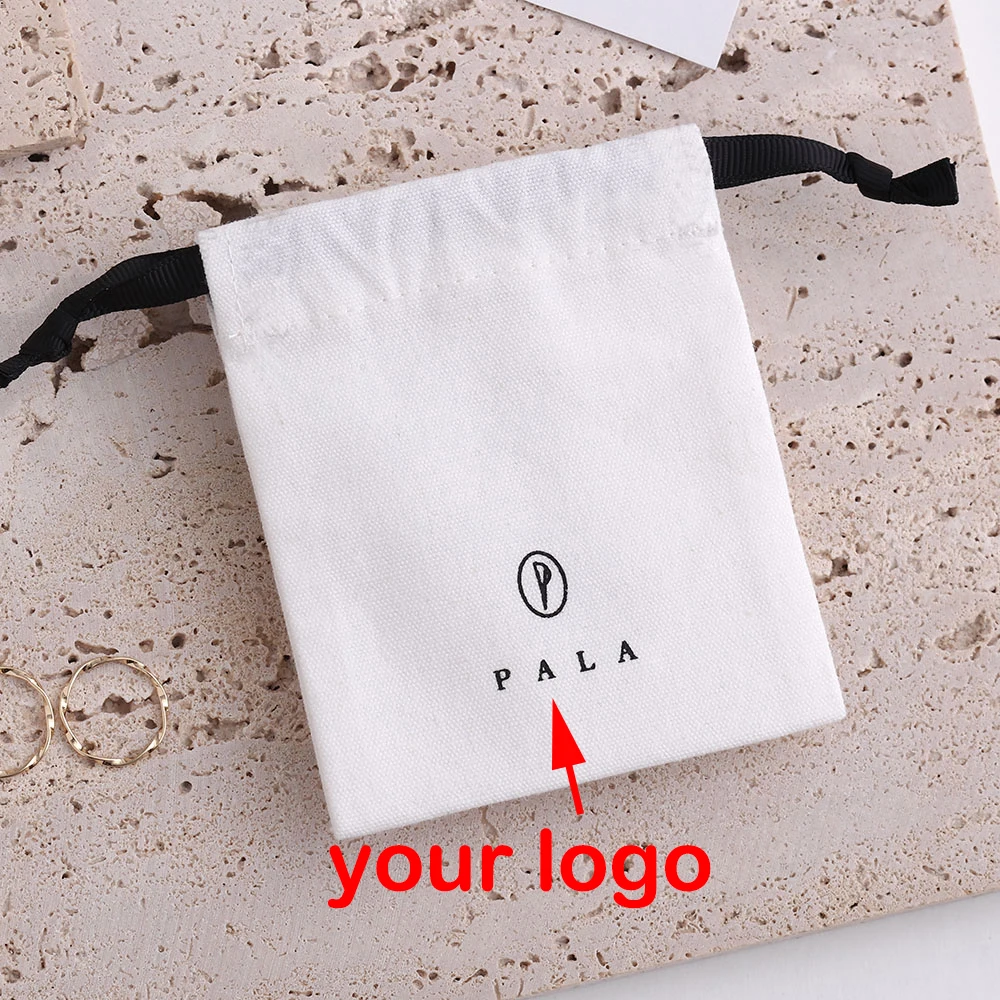 

High Quality Custom Logo Cotton Jewelry Bags 11x8cm 27x22cm Jewelries Packaging Wedding Gift Bags Small Business Makeup Packing