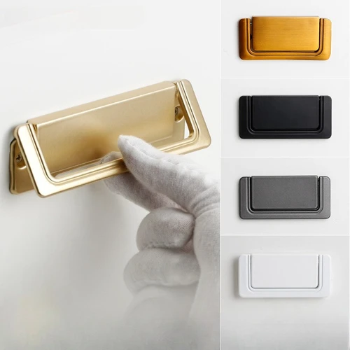 Cajón de puerta corredera Simple, mesita de noche, manija plana oculta, manijas cubiertas de puerta de armario abierta invisible