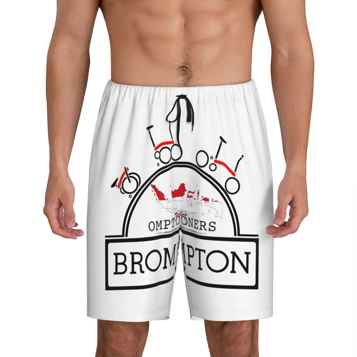 

Custom Bromptons Folding Bike Logo Pajama Shorts Men's Sleepwear Lounge Bottom Stretch Sleep Short Pjs with Pockets