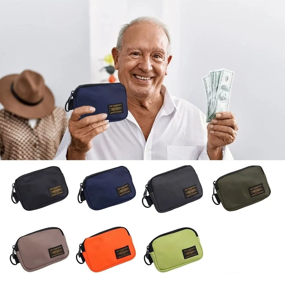 Neue Leinwand Geldbörse Karte Halter Einfarbig Kurze Brieftasche Zipper Rucksack Hängen Tasche Student