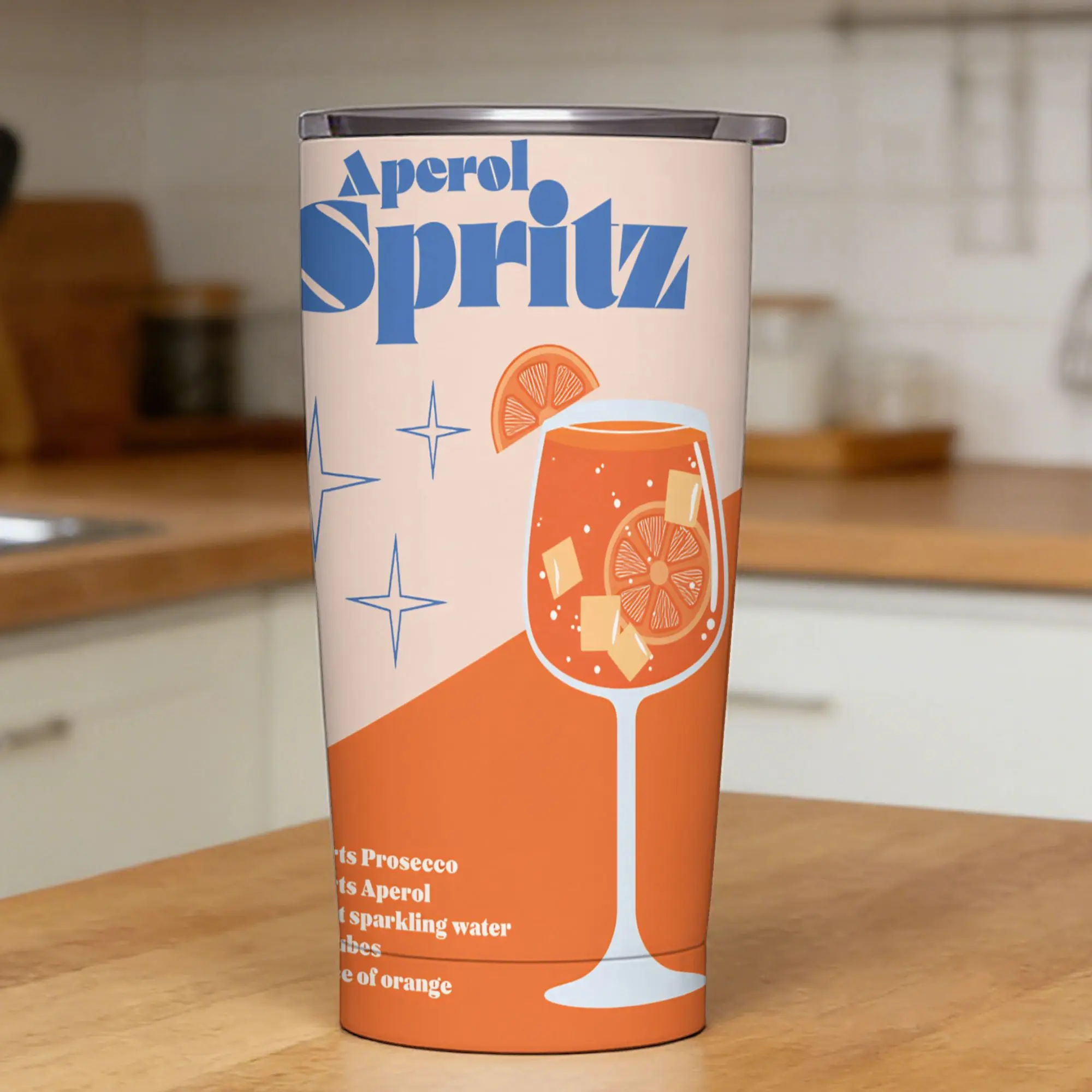 Aperols Spritz Tumbler  Cold Drink Insulated Stainless Steel Coffee Mug Graphic Mugs Cup,