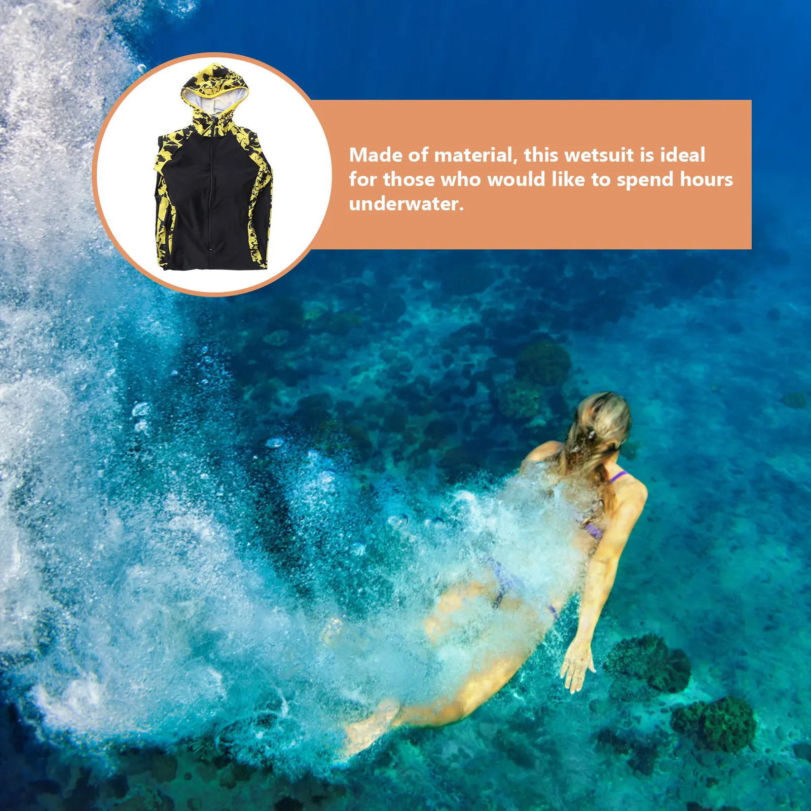 

Women Diving Suit Soft Breathable Wetsuit Yellow Floral Long Sleeve Swimming Snorkeling Surfing Full Body Diving Sets Sun