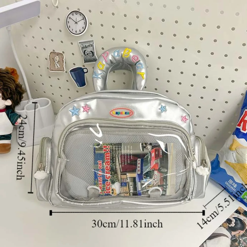 Zipper Bag Blue Plaid Itabag Dual Purpose Korean Style Transparent Pocket PU Idol Merchandise Storage Fashion Backpacks Children