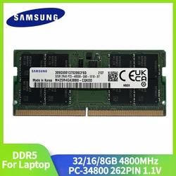 2/1PCS Samsung แล็ปท็อป Memoria DDR5 32GB 16GB 8GB Ram 4800MHz PC5-34800 1.1V 262 Pin สําหรับโน๊ตบุ๊คคอมพิวเตอร์ RAM