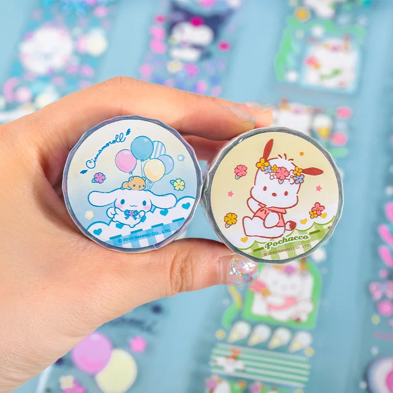 4/16pcs Sanrio taśmy Washi Cinnamoroll Kuromi melodia dla dzieci do szkoły Diy Scrapbooking materiały ręczne naklejki artykuły biurowe