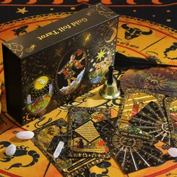 Deluxe Board Game Set with Waterproof Gold Foil Tarot Cards in Feather Black and Gold Box Classic Waite Beginner Professional