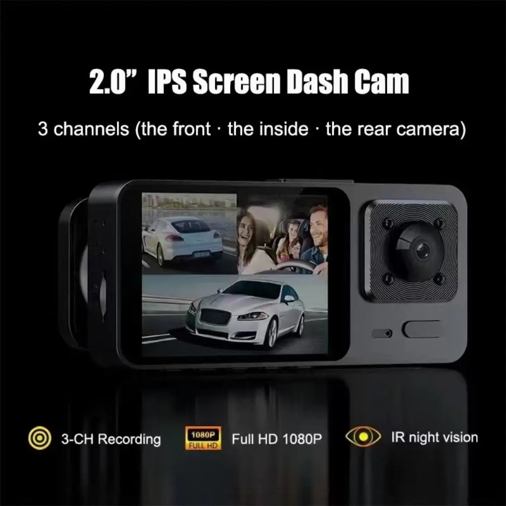 

NEW IR Night Vision Vehicle Recorder 360° View HD Recording Car DVR 3 Channels Car Dashcam Driving Recording